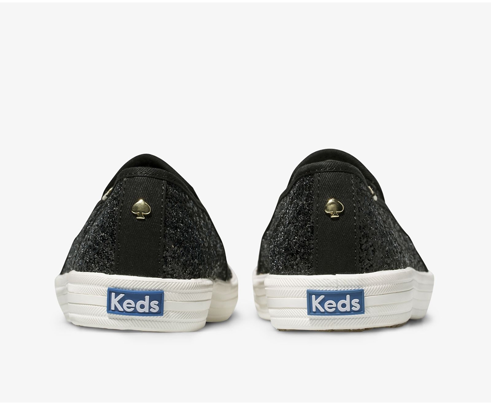 Slip Ons Keds Mujer Negras - Kate Spade New York Double Decker Glitter - 256-EJDYSX